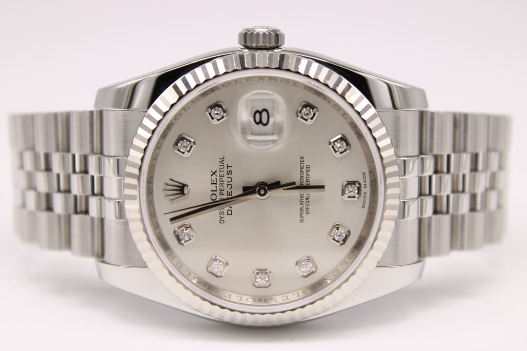 Rolex Datejust Silver Diamond